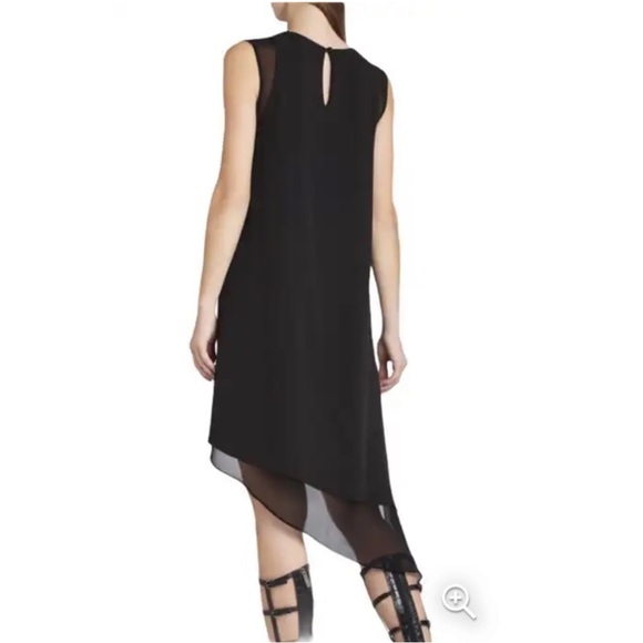 BCBG Asymmetrical High Low Chiffon Layered in Dress Black - Picture 4 of 11